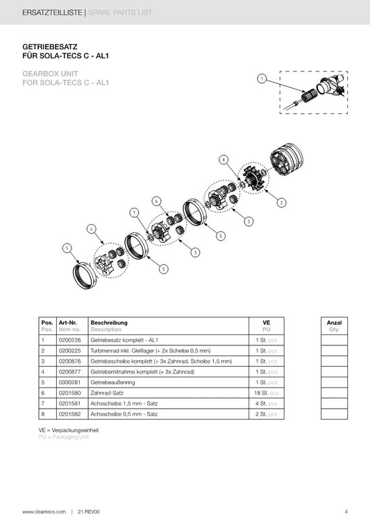 Outer planetary disc assembly for AL1 (older generation) 0200877